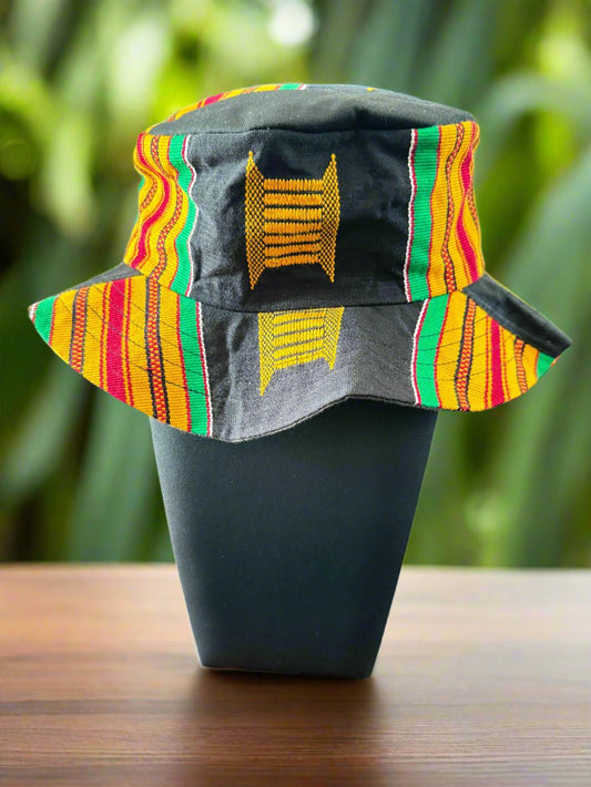 Traditional Kente Woven Bucket Hat - Made in Ghana - ONYX MODE
